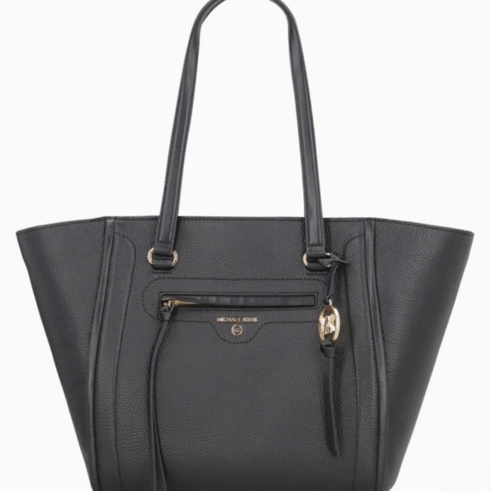 Michael Kors Carine Large Black Pebbled Leather Tote / Bag / Purse - EUC